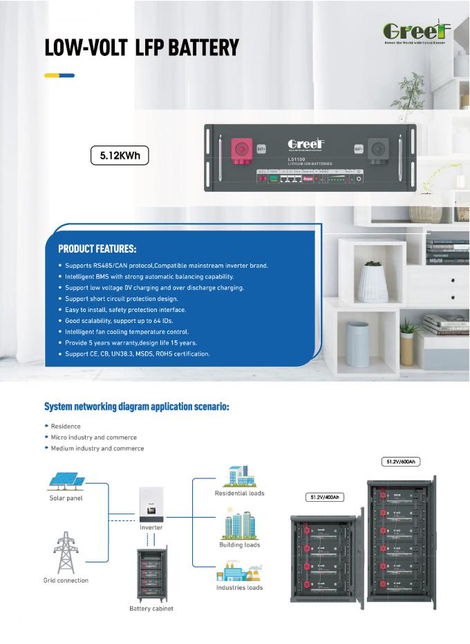 Batteria al litio a bassa tensione 60-280AH 48v 200ah per accumulo di energia domestica per sistemi solari e ibridi 1