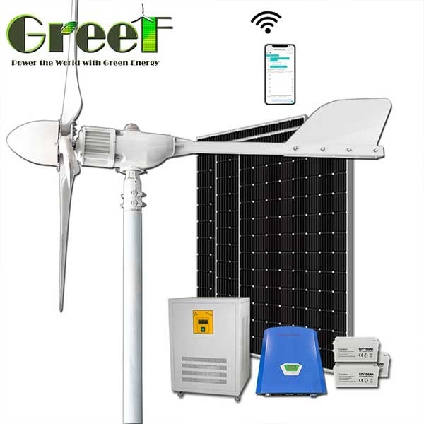 Uso domestico: soluzione per sistemi on-grid / off-grid / ibridi, energia completa solare e eolico, turbina eolica ad asse orizzontale 1KW 2KW 5KW