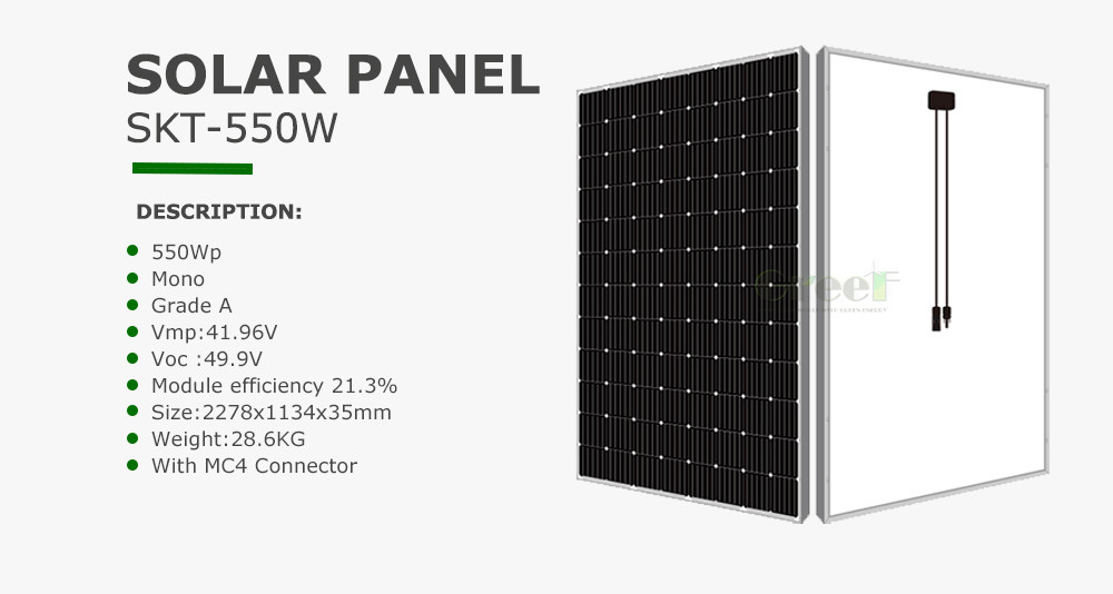 Sistema solare on e off con pannelli solari al silicio monocristallino con batteria e inverter