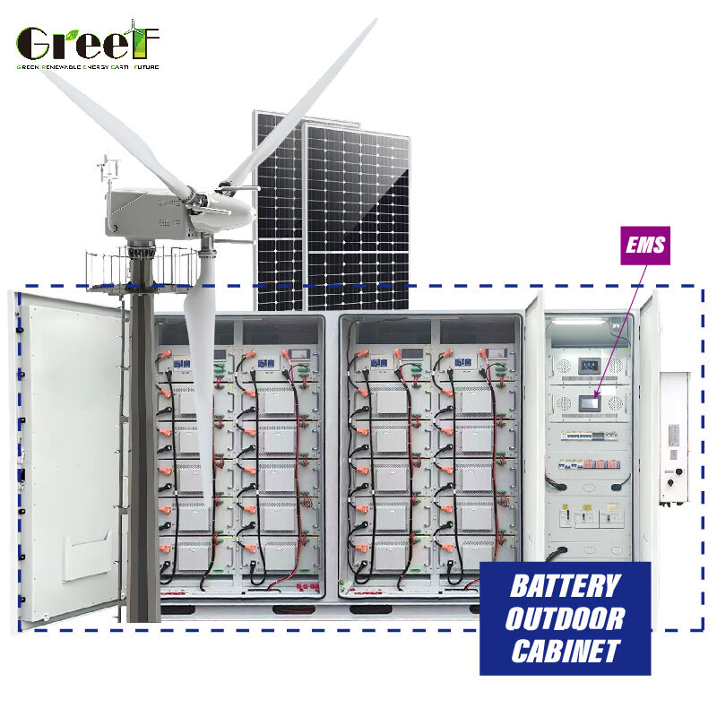 Sistema personalizzato Tensione di sistema Grado di protezione IP65 Efficienza inverter 98,3% Sistema solare ibrido e sistema ibrido solare eolico per la continuità aziendale